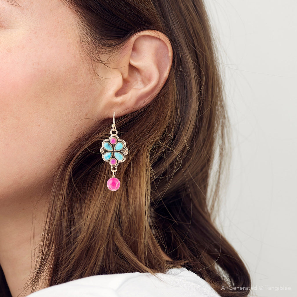 Legacy Pink Agate Golden Drop Earrings