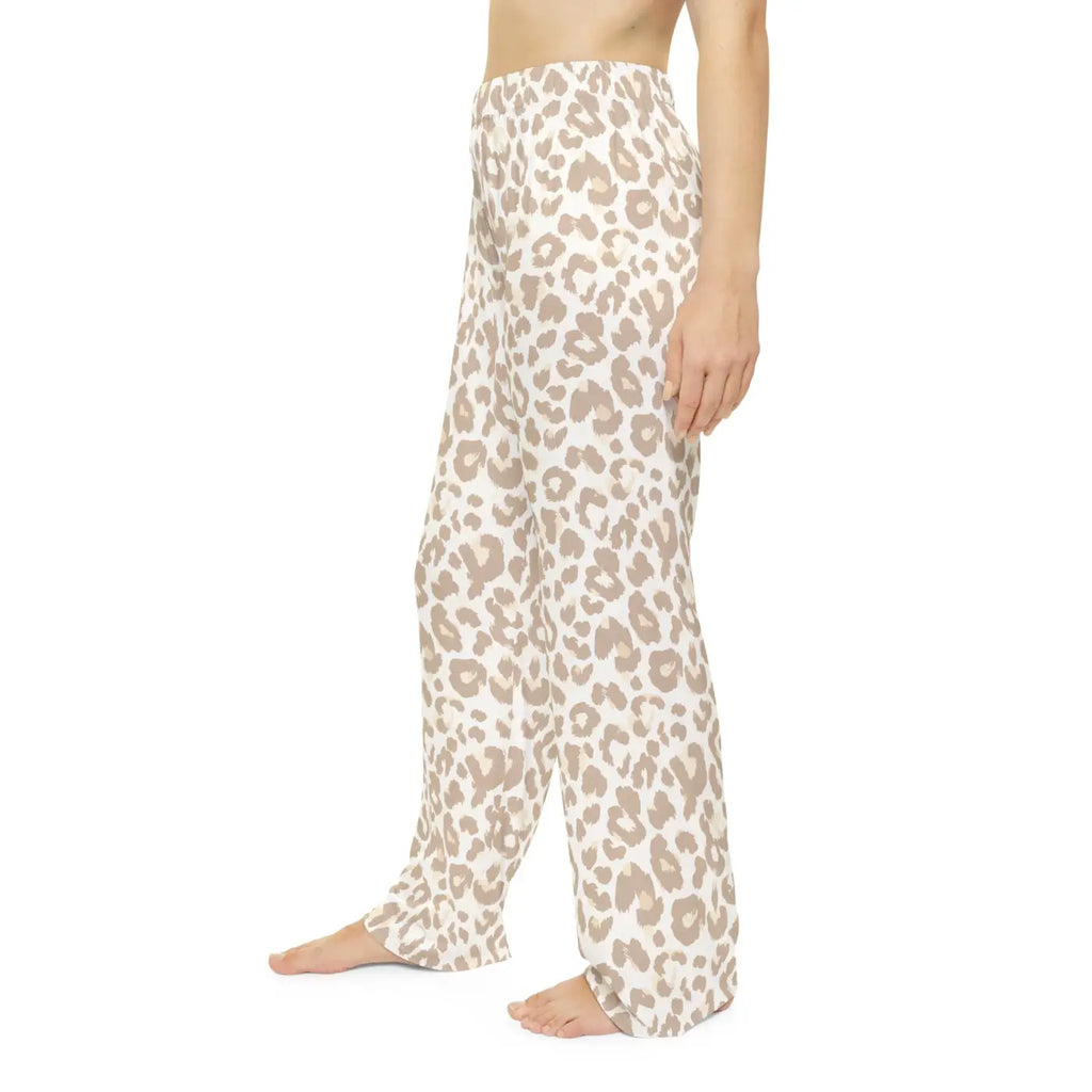 Beige Leopard Print Pajama Pants - Cozy Lounge Sleepwear - DipaliZ