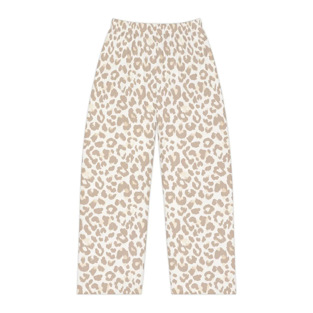 Beige Leopard Print Pajama Pants - Cozy Lounge Sleepwear - DipaliZ