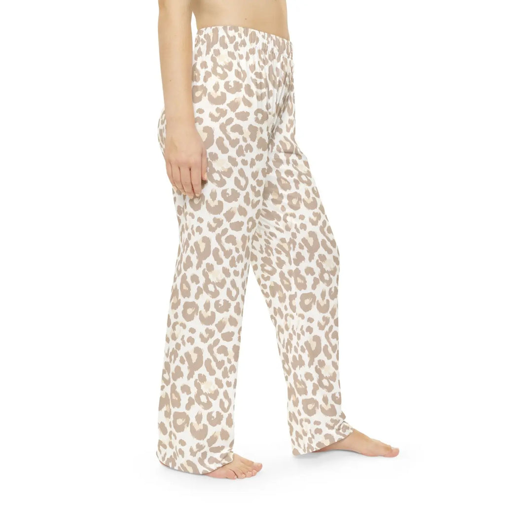 Beige Leopard Print Pajama Pants - Cozy Lounge Sleepwear - DipaliZ