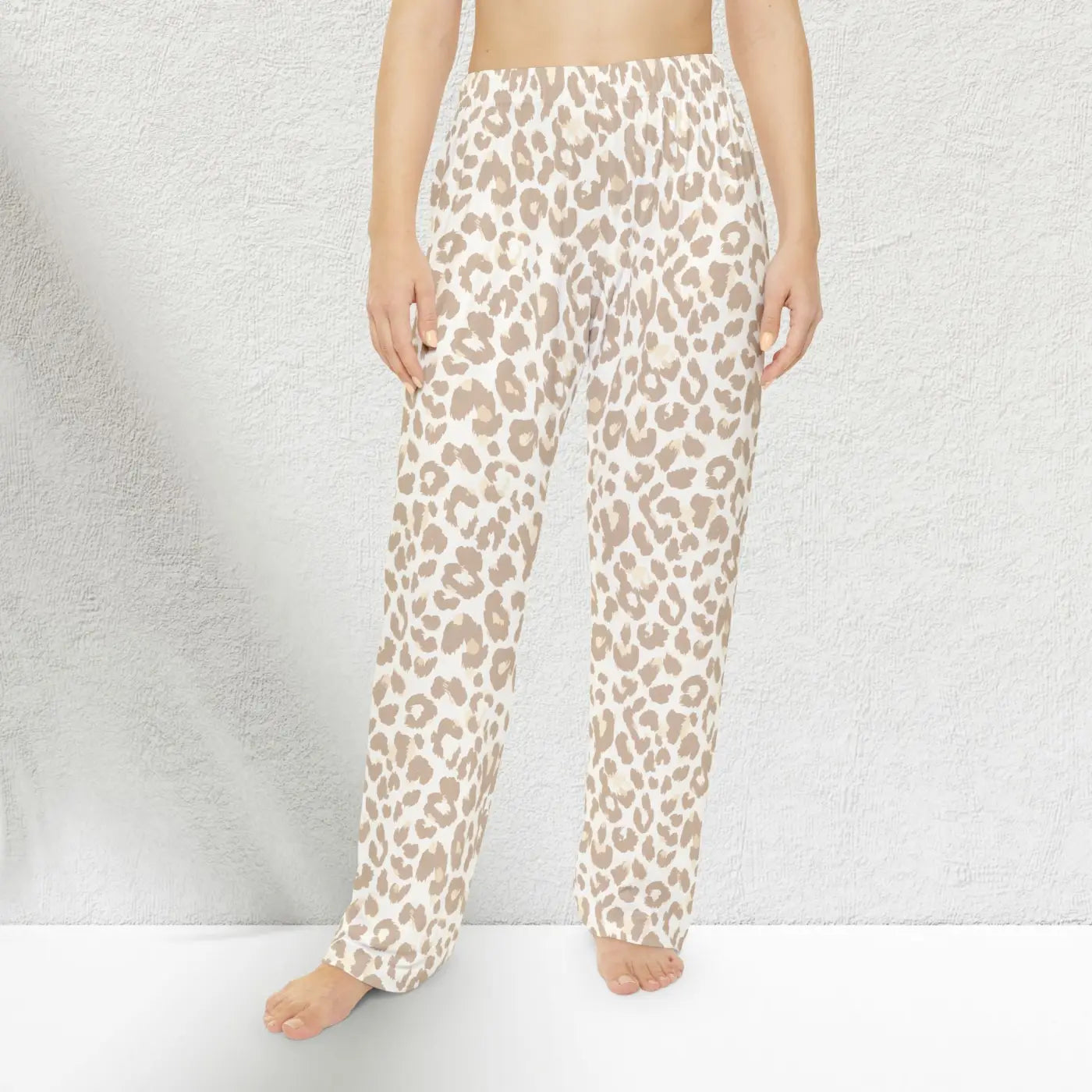 Beige Leopard Print Pajama Pants - Cozy Lounge Sleepwear - DipaliZ