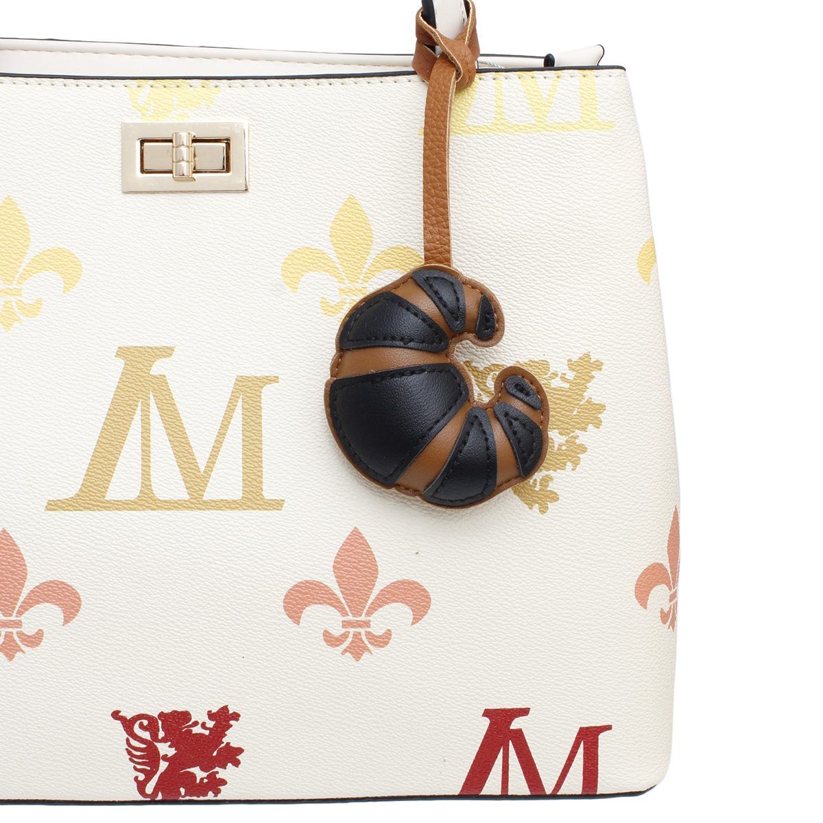 Bag Charm Croissant Black Leather Stylish Accessory