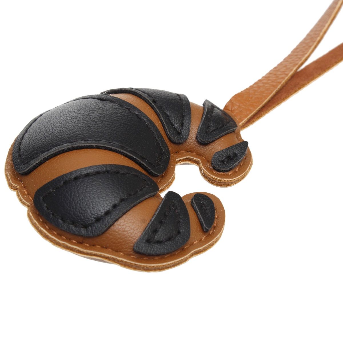 Bag Charm Croissant Black Leather Stylish Accessory
