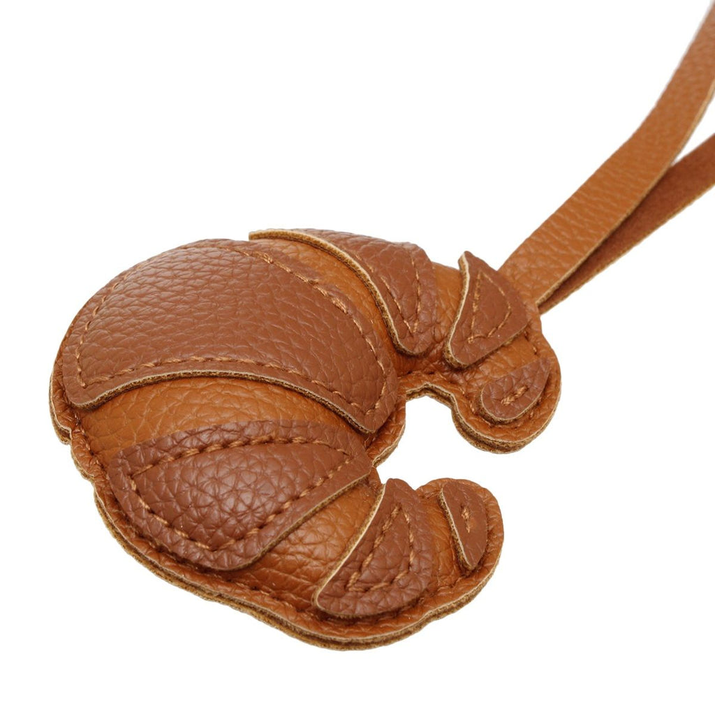 Bag Charm Brown Leather Croissant Accessory Stylish Chic Fashion Jewelry