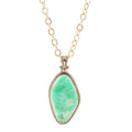 Lime Green Turquoise Boulder Golden Pendant Necklace