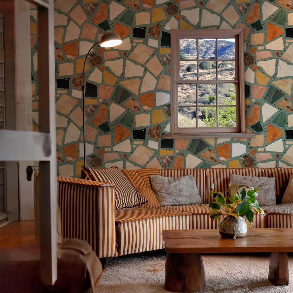 Dolce Terrazzo Wallpaper, teal