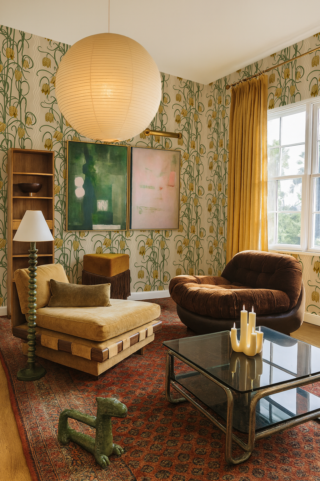 Campanas Wallpaper, tan and ocher