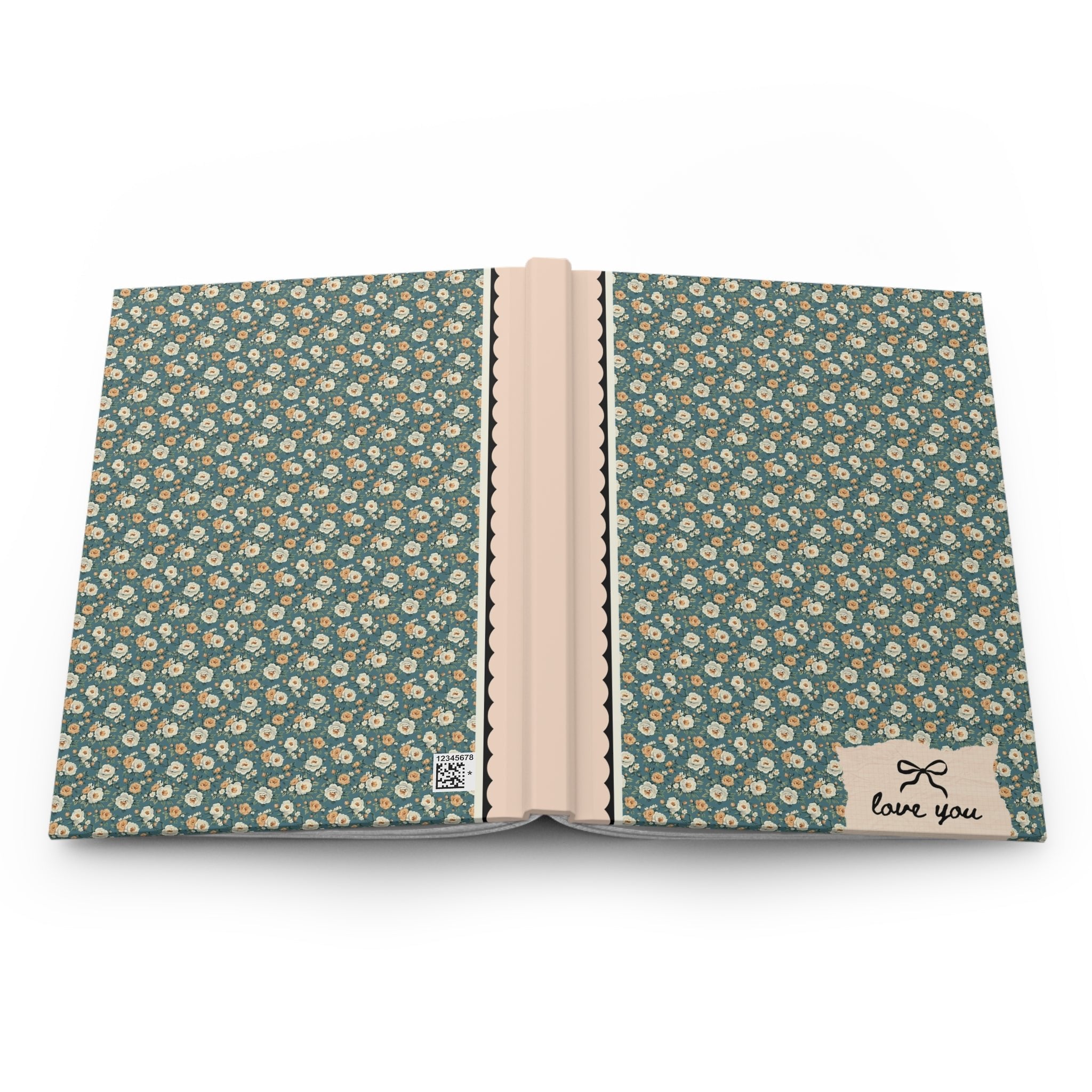 Love You Lined Journal: Peach and Green