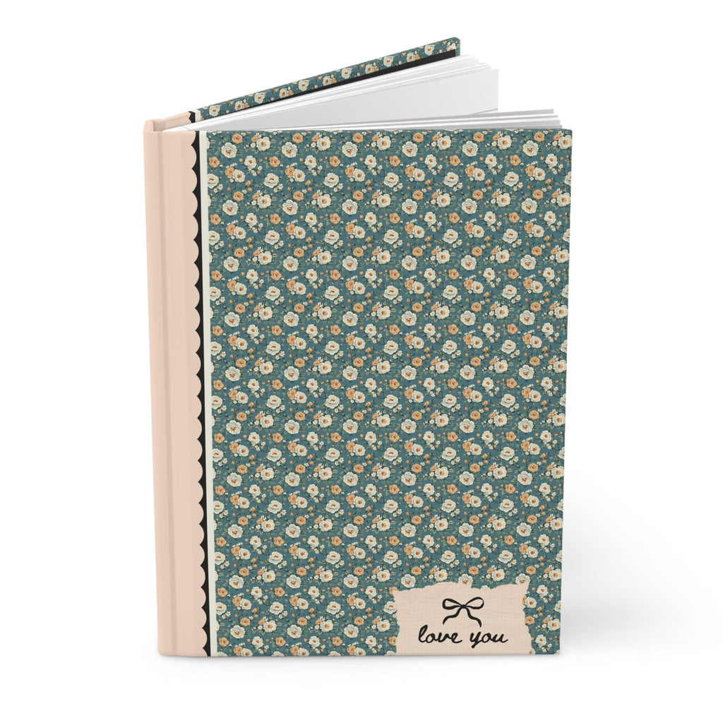 Love You Lined Journal: Peach and Green