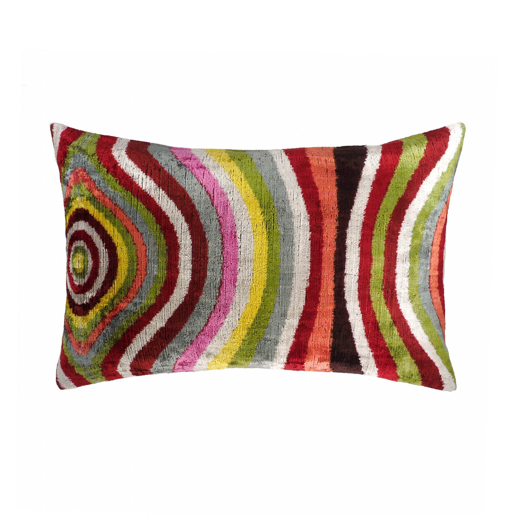 Lucid Silk Velvet Ikat Throw Pillow Cover, 16 X 24