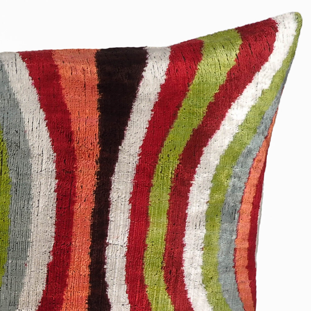 Lucid Silk Velvet Ikat Throw Pillow Cover, 16 X 24