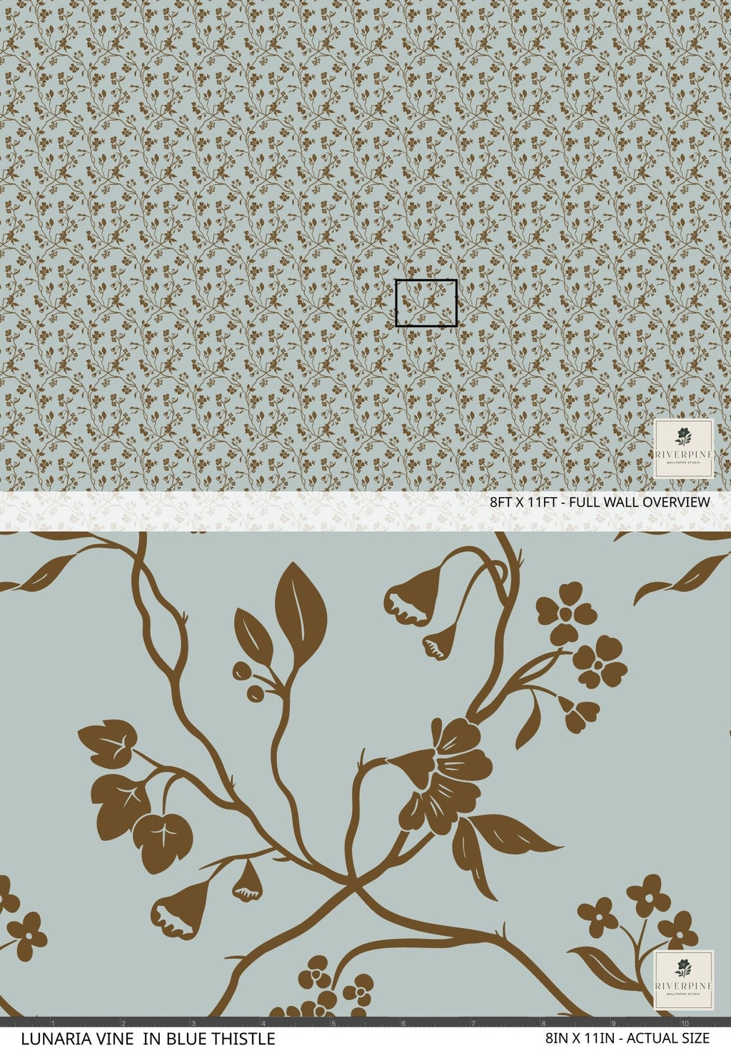 Lunaria Vine Wallpaper in Blue Thistle