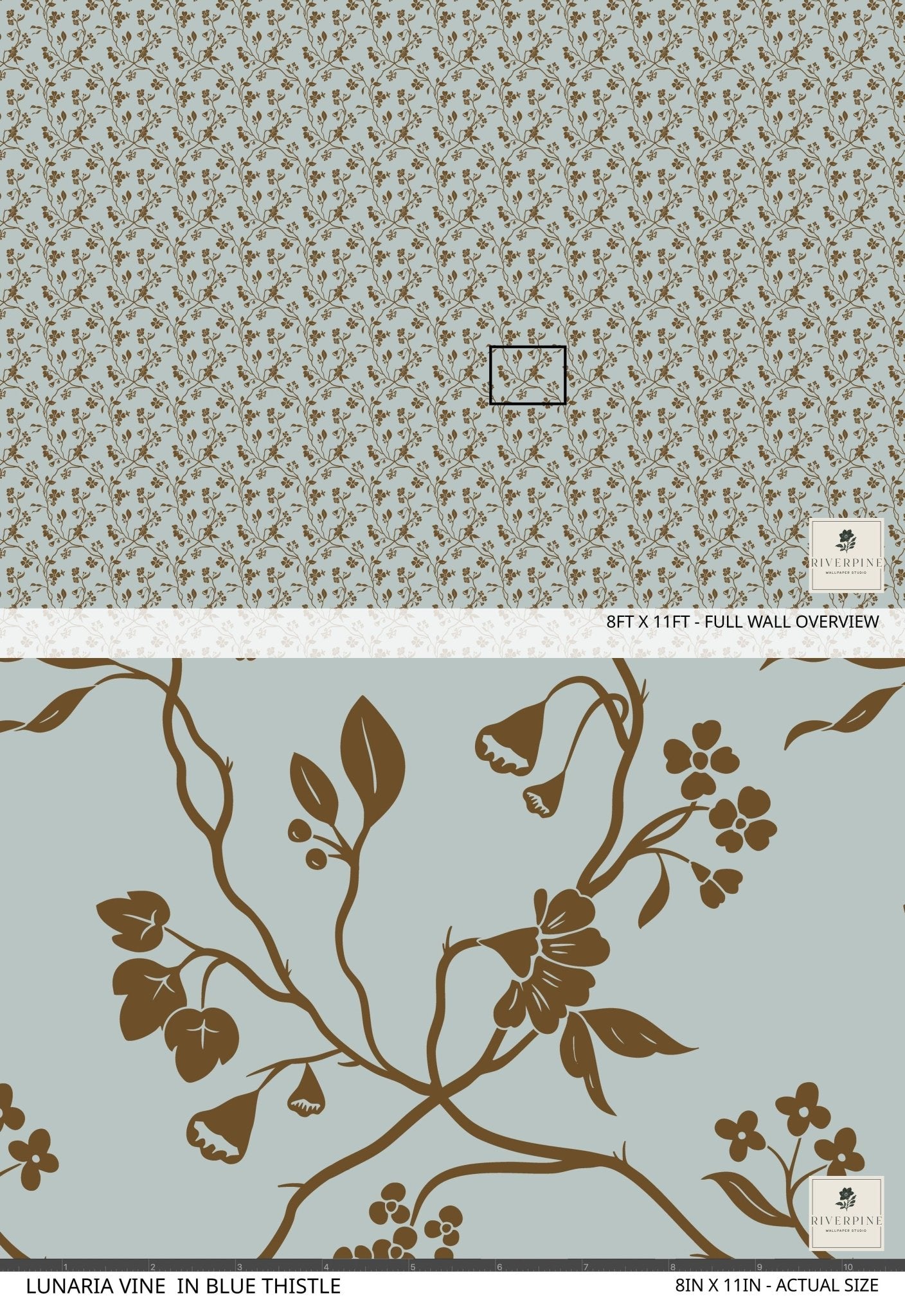 Lunaria Vine Wallpaper in Blue Thistle