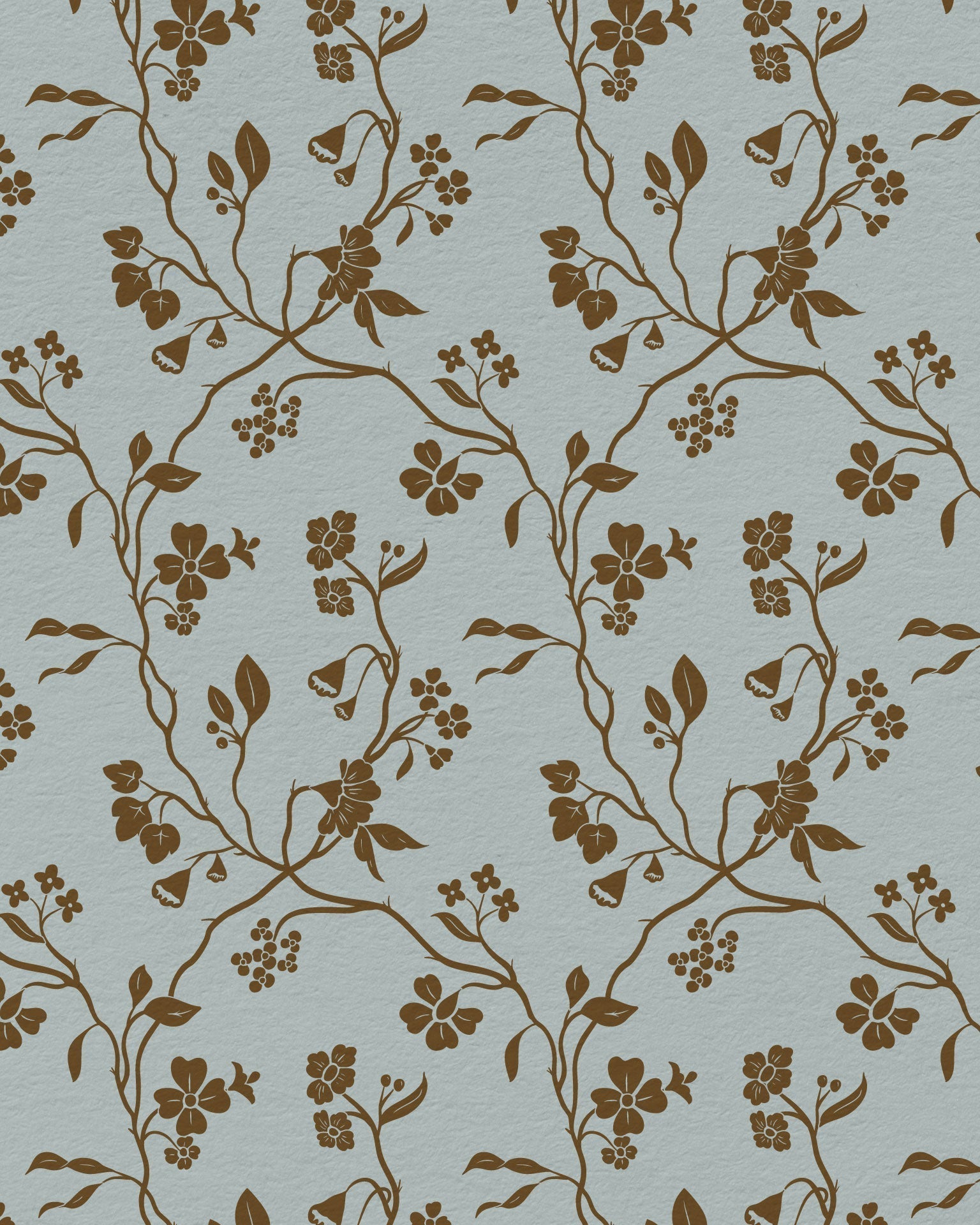 Lunaria Vine Wallpaper in Blue Thistle