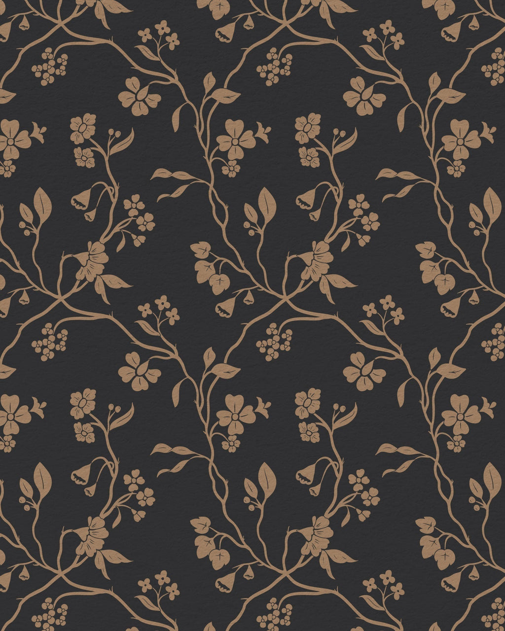 Lunaria Vine Wallpaper in Coal Rose