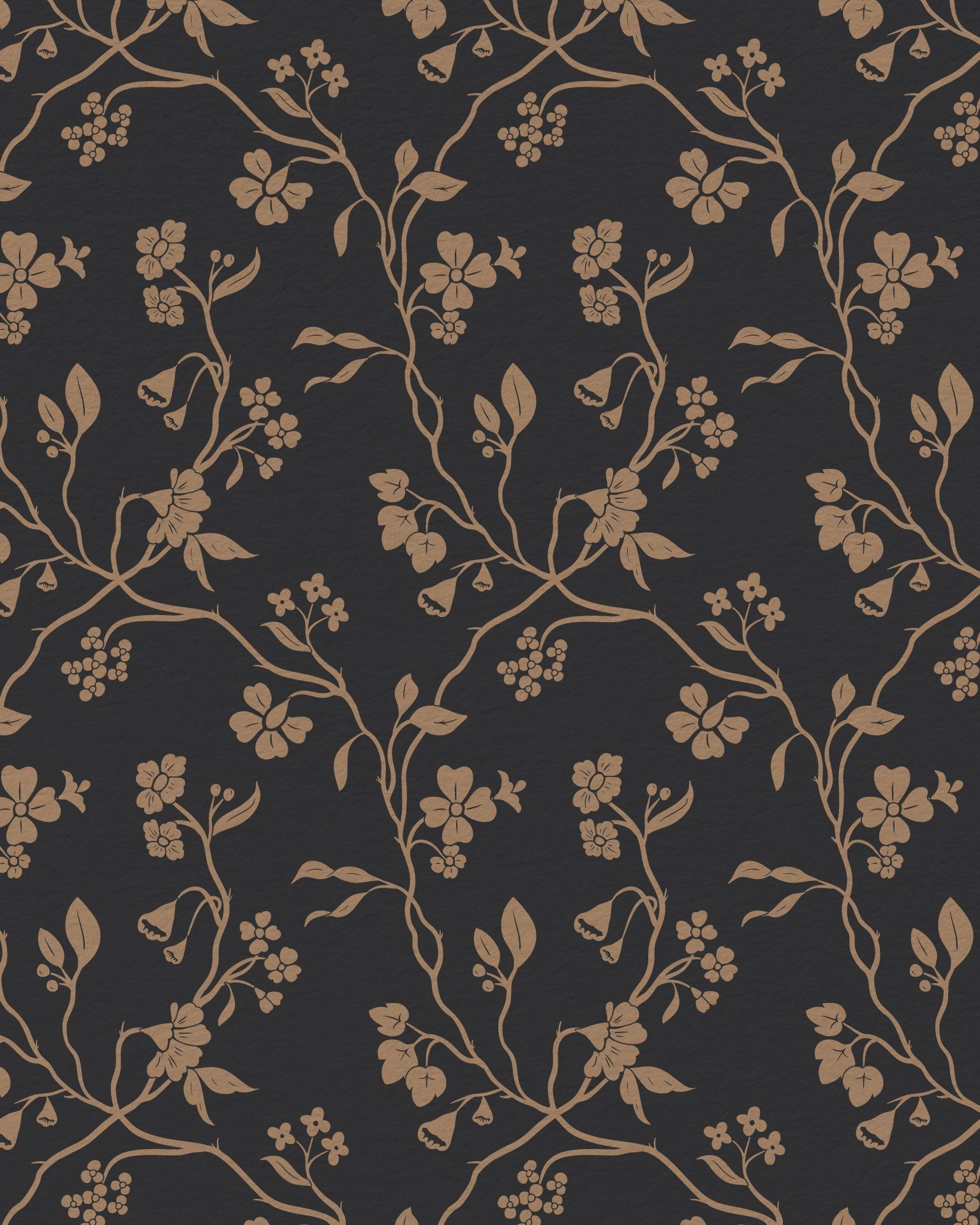 Lunaria Vine Wallpaper in Coal Rose