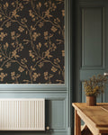 Lunaria Vine Wallpaper in Coal Rose