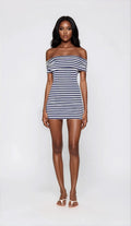 Malory Striped Mini Dress – Navy/White