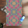 Vibrant Floral Rubber Yoga Mat - Pink Teal Mandala - Dipaliz