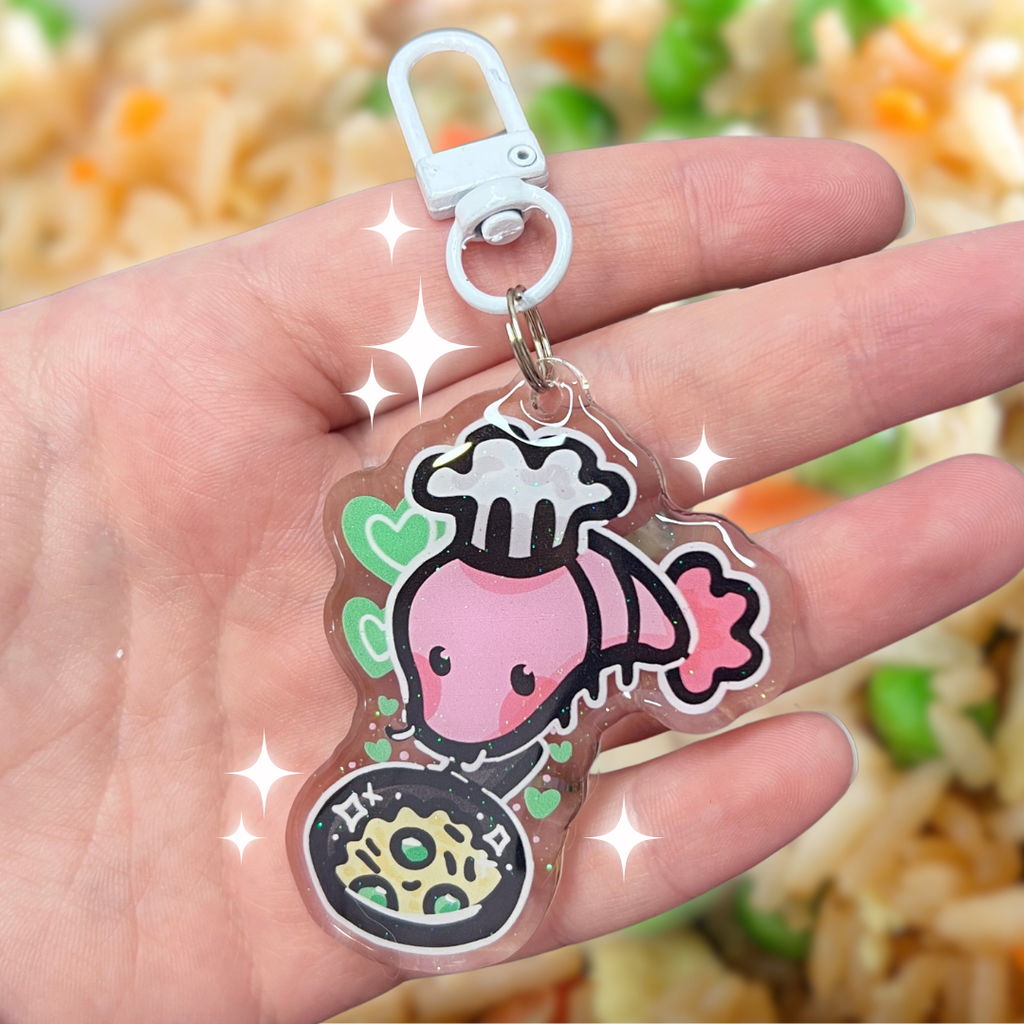 Shrimp Fried Rice ~ Glitter Acrylic Keychain Charm