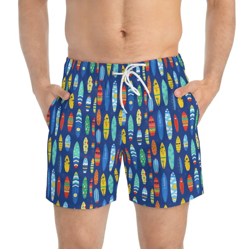 Ocean State Styles SeaWave Surfboard Print Swim Trunks