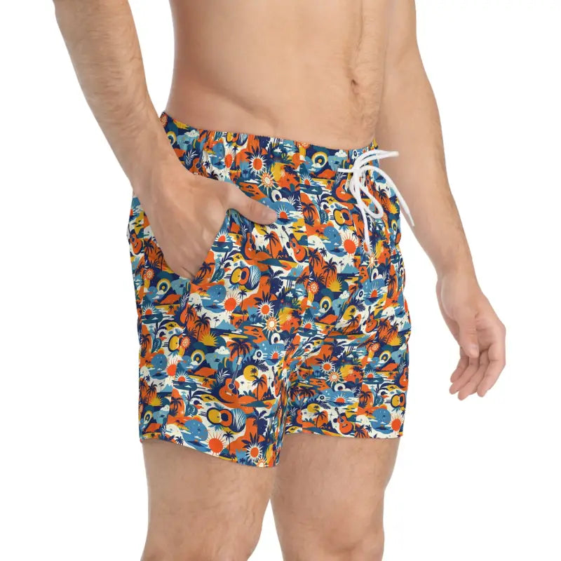 Ocean State Styles Unbranded Mens Tropical Print Swim Trunks