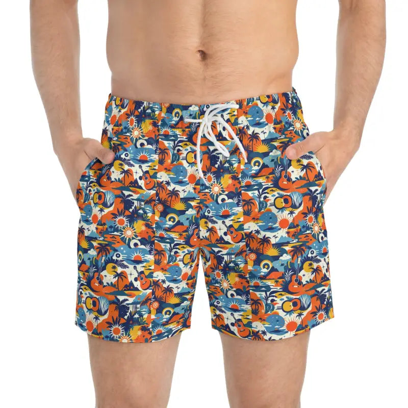 Ocean State Styles Unbranded Mens Tropical Print Swim Trunks