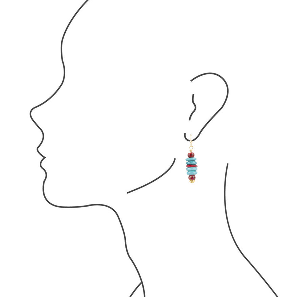 Mija Turquoise and Magenta Stack Earrings