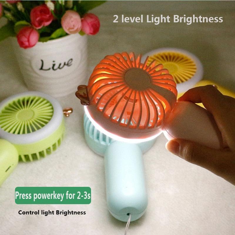 Mini Portable Fan USB Rechargeable Night Light