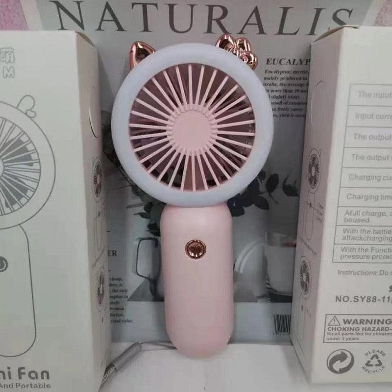Mini Portable Fan USB Rechargeable Night Light