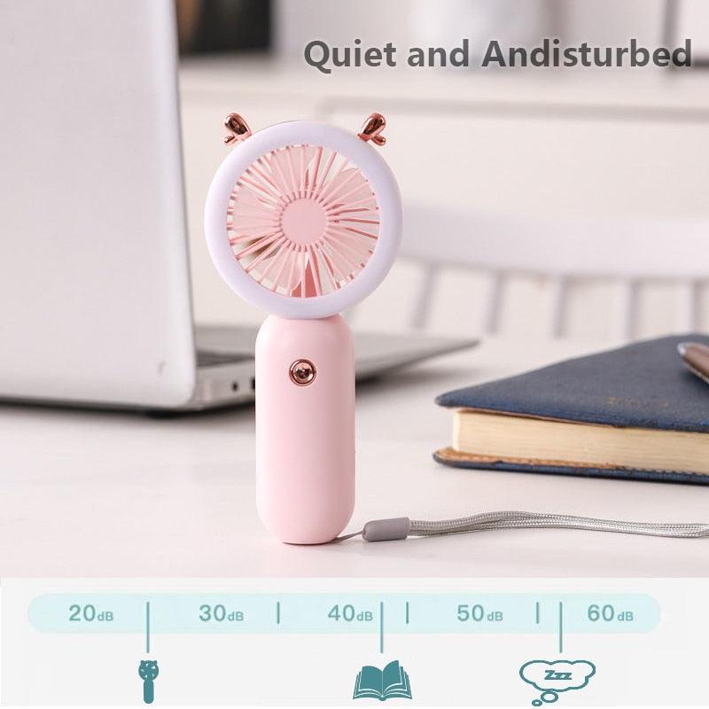 Mini Portable Fan USB Rechargeable Night Light