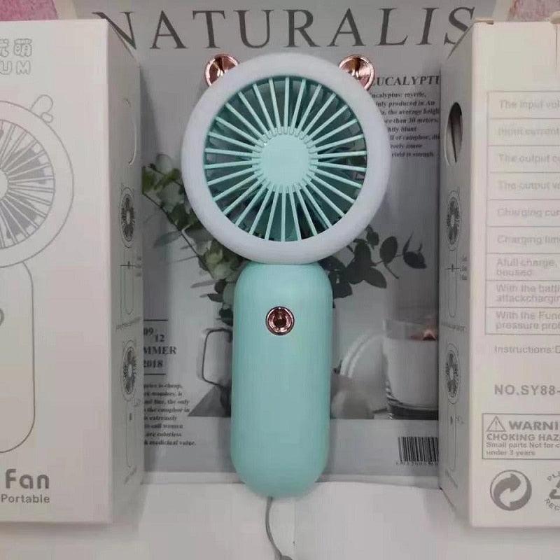 Mini Portable Fan USB Rechargeable Night Light