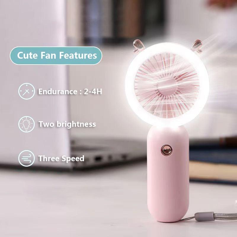 Mini Portable Fan USB Rechargeable Night Light