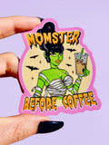 Momster Before Coffee Halloween Sticker