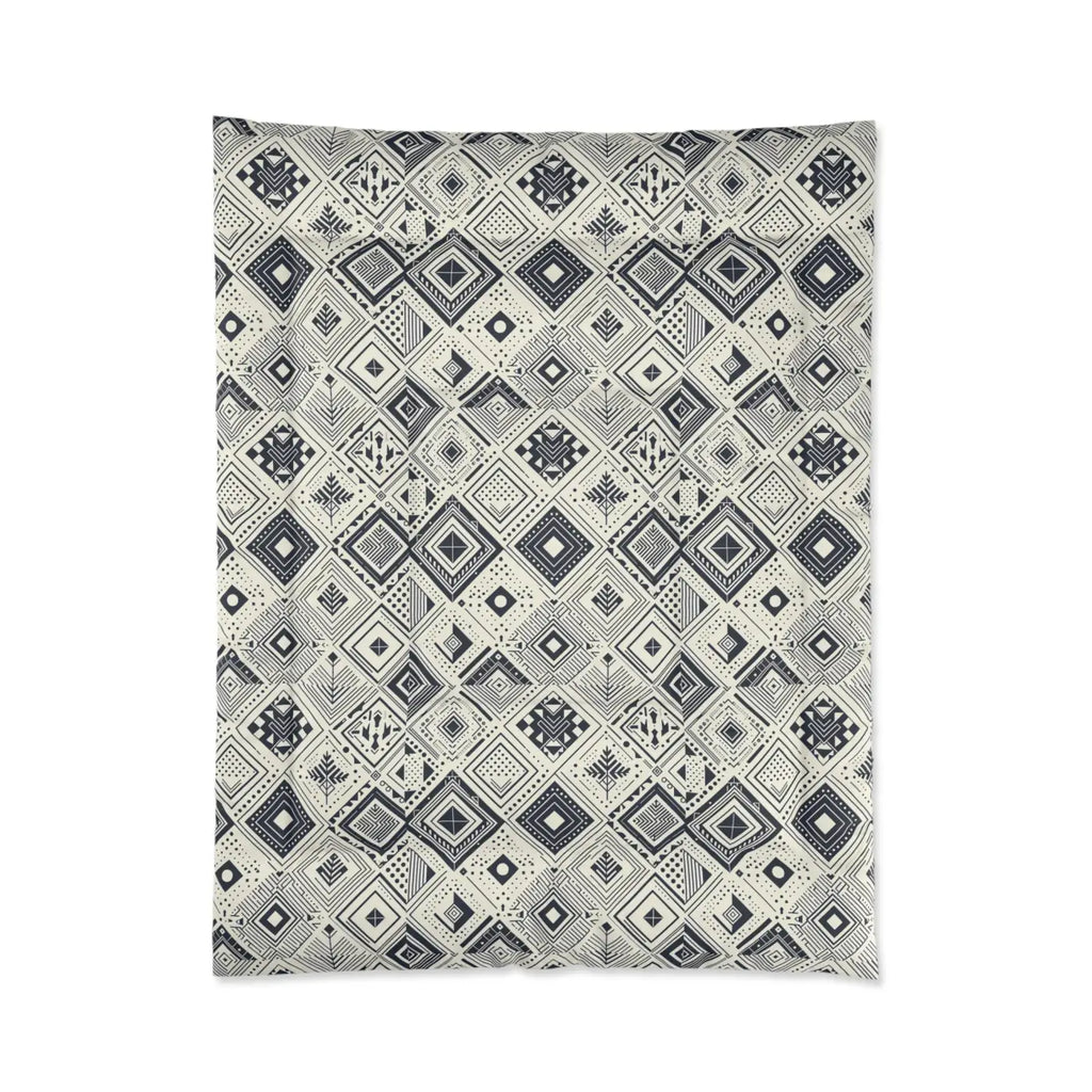 Fashionable Monochrome Geometric Comforter - One-Sided Print - DipaliZ