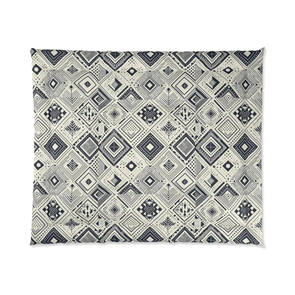 Fashionable Monochrome Geometric Comforter - One-Sided Print - DipaliZ