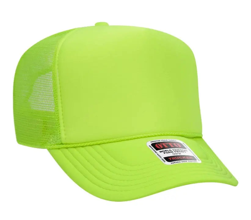 Neon Pink Good Vibes Only Adult Otto Foam Trucker Hat
