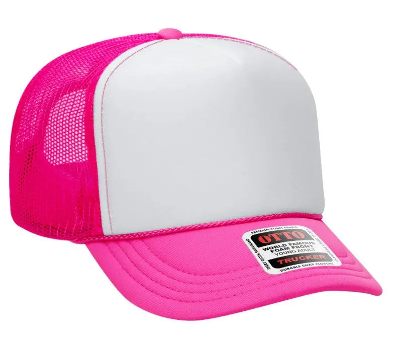 Neon Pink Good Vibes Only Adult Otto Foam Trucker Hat