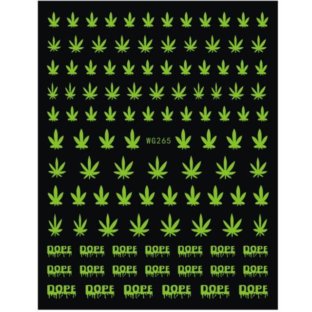 New Mixed Acrylic Stickers Manicure Decoration Weed Leaf Designs Nail Accessories Nail Art Decals Water Transfer Nail Decals Sticker For Pretty Girl Self-Adhesive Nail Decals Designer Nail Stickers for Acrylic