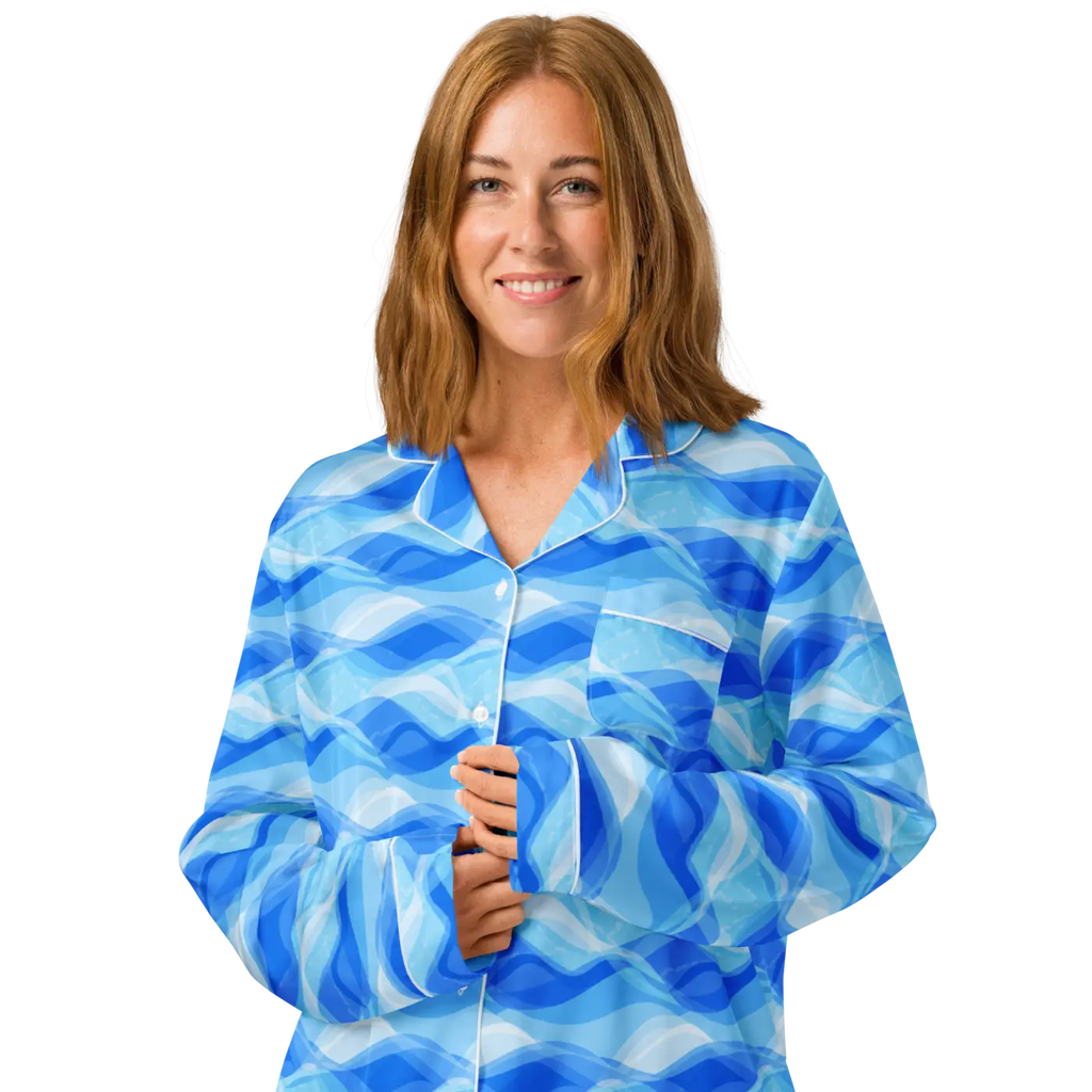 Ocean Waves Long Sleeve Pajama - Silky Comfort - DipaliZ