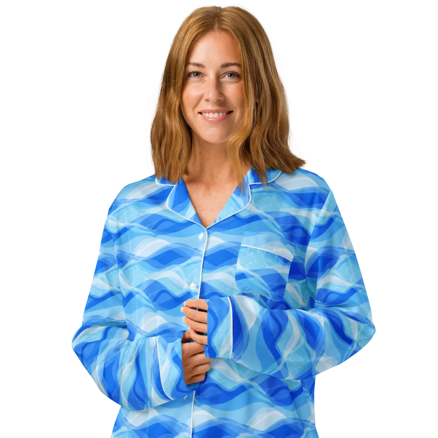 Ocean Waves Long Sleeve Pajama - Silky Comfort - DipaliZ
