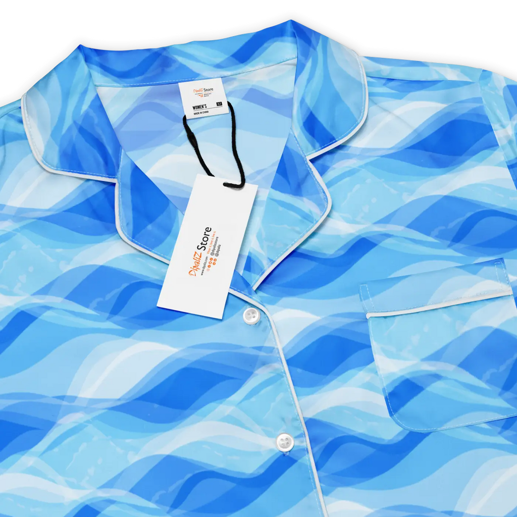 Ocean Waves Long Sleeve Pajama - Silky Comfort - DipaliZ