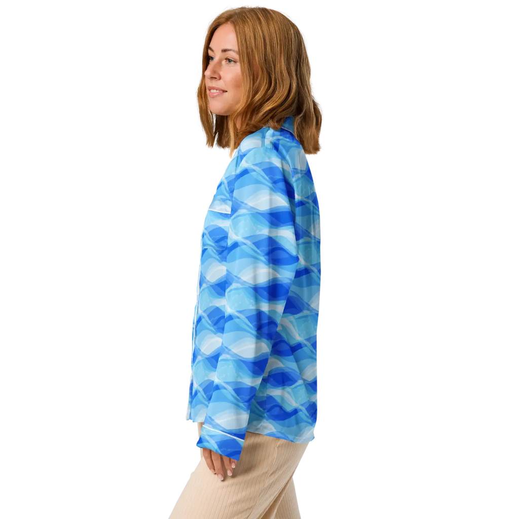 Ocean Waves Long Sleeve Pajama - Silky Comfort - DipaliZ