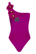 Fuchsia Paradise Shoulder Style Swimsuit