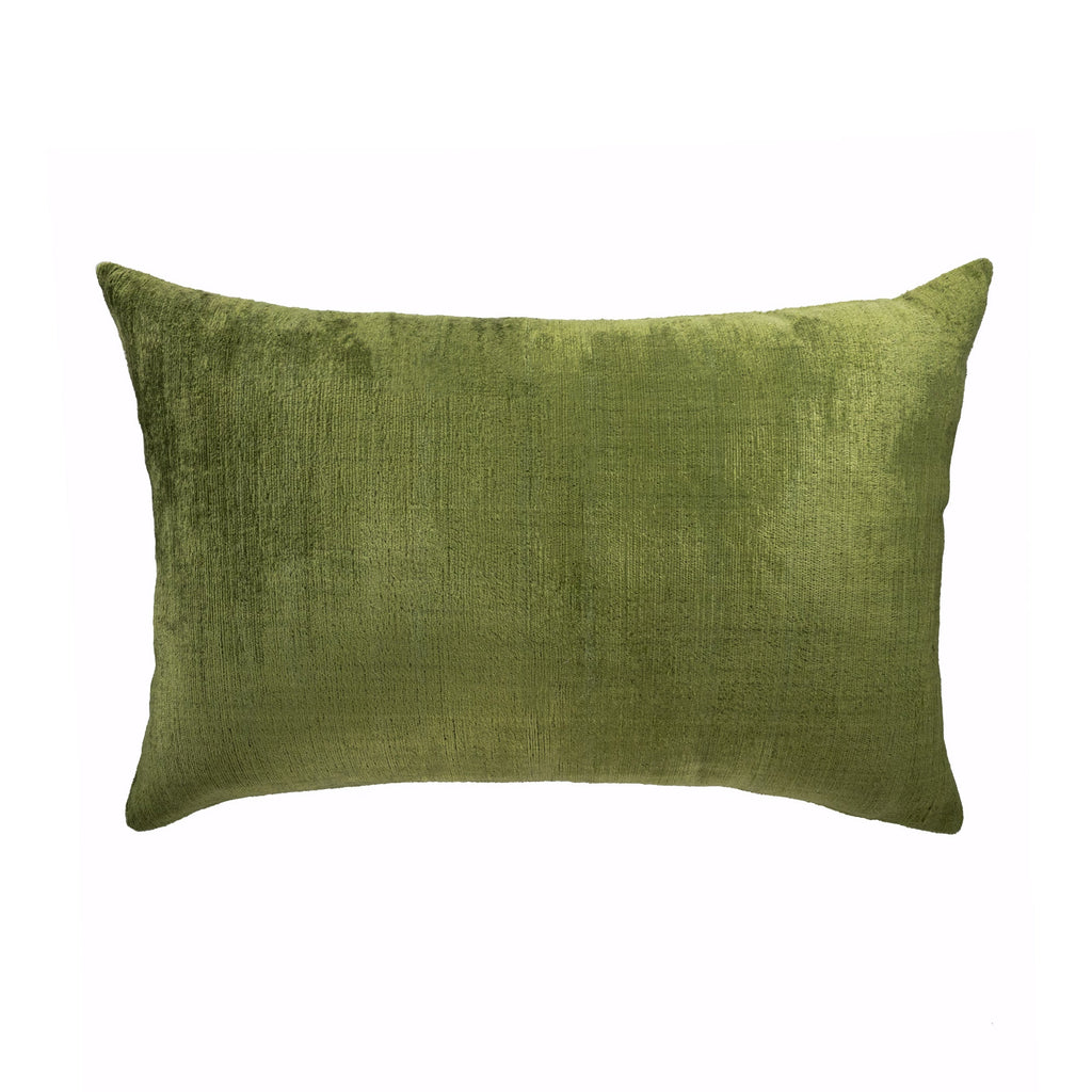 Olive Green Silk Velvet Ikat Pillow Cover 16 X 24