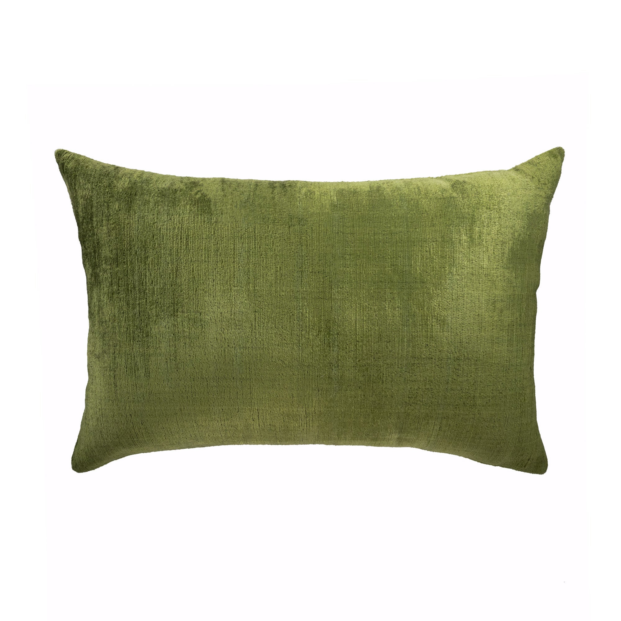 Olive Green Silk Velvet Ikat Pillow Cover 16 X 24