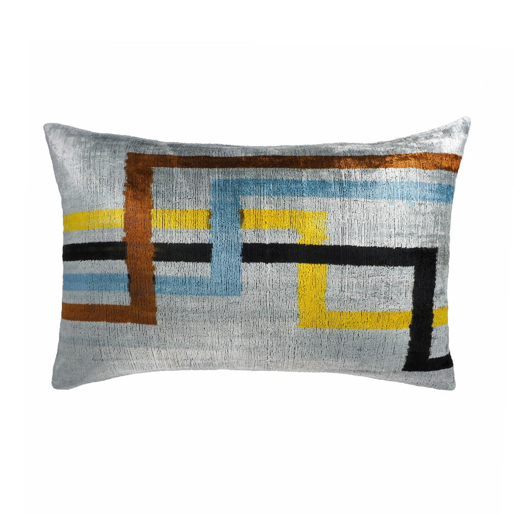 Olympia Silk Velvet Ikat Throw Pillow Cover 16 X 24