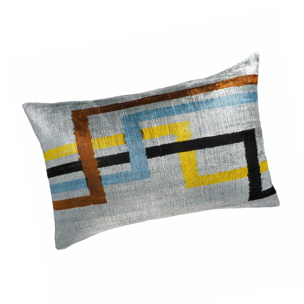 Olympia Silk Velvet Ikat Throw Pillow Cover 16 X 24