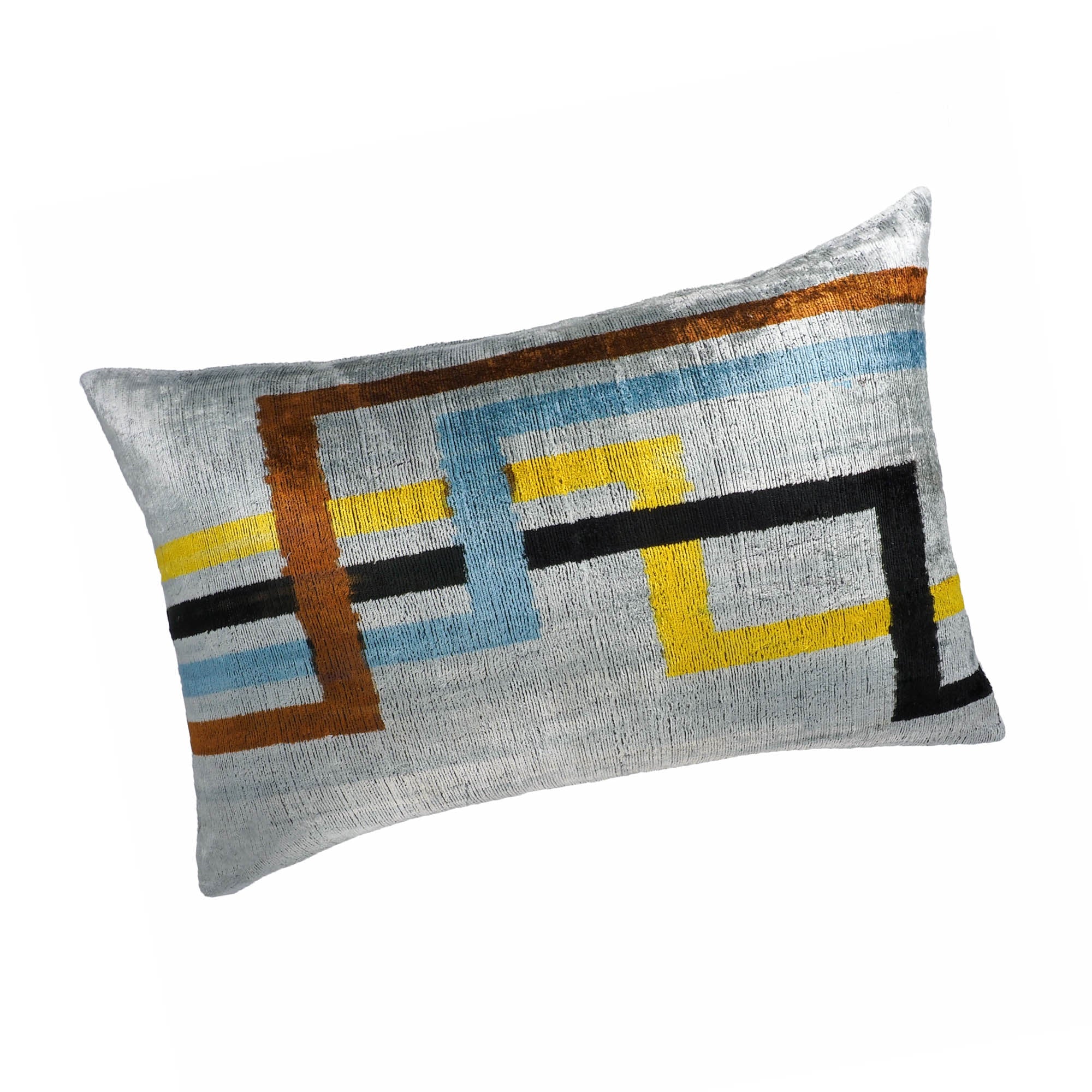 Olympia Silk Velvet Ikat Throw Pillow Cover 16 X 24