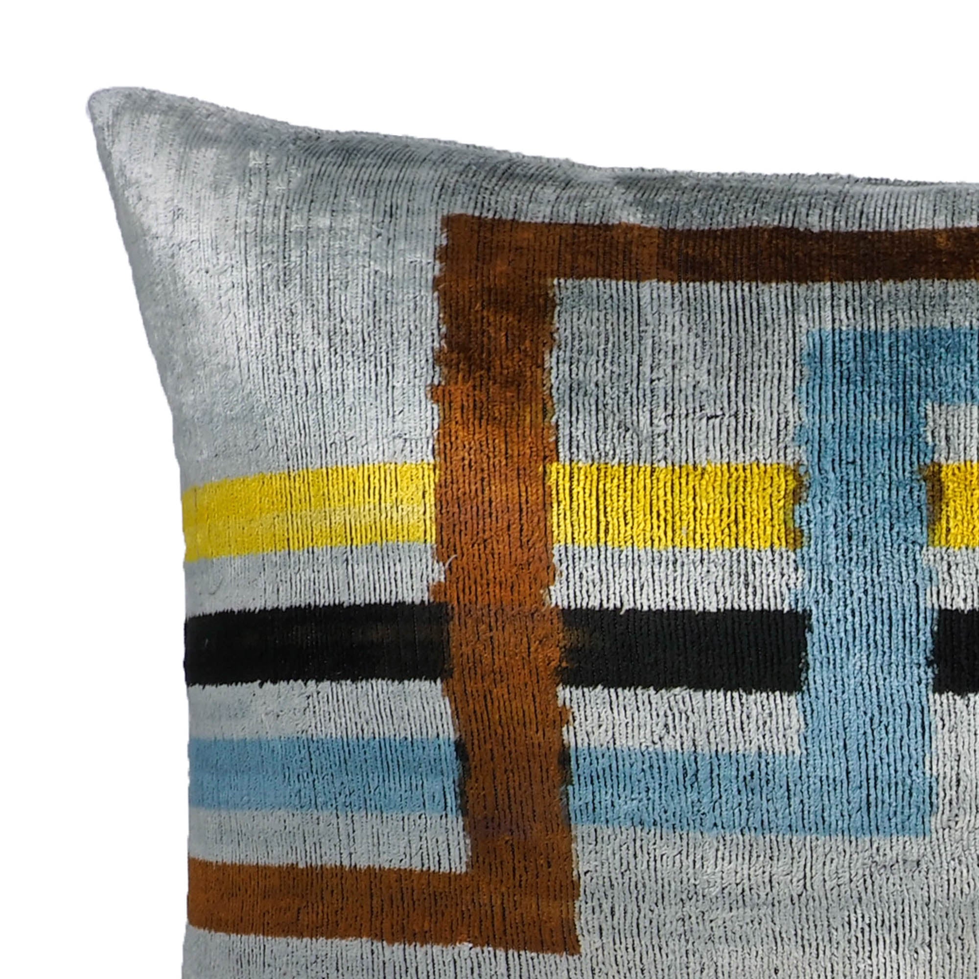 Olympia Silk Velvet Ikat Throw Pillow Cover 16 X 24